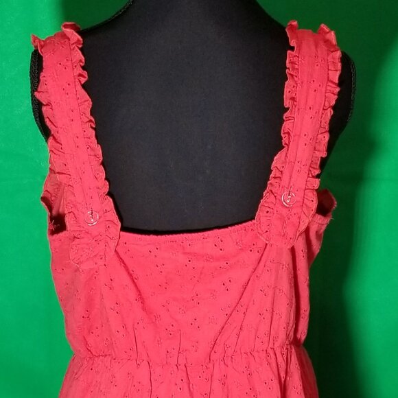 AS U WISH Red Summer Dress Womens Size Large Eyelet Cottage Milkmaid NWT - Picture 6 of 9